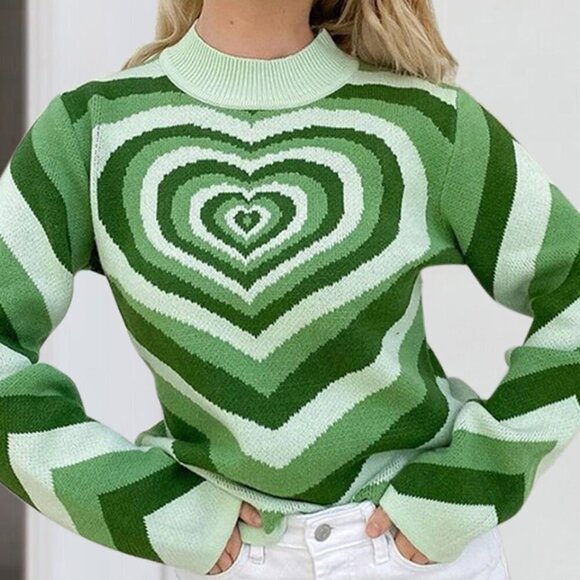 Bacia la Vita Sweaters - NWT Green Heart Mock Neck Long Sleeve Sweater